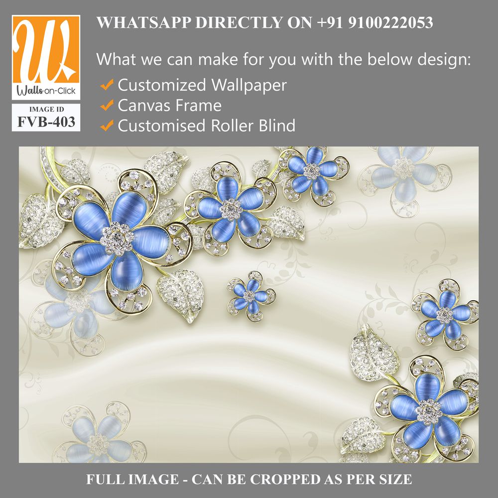 3D wallpaper with blue flowers [WP-FVB-403]