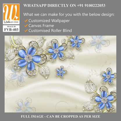 3D wallpaper with blue flowers [WP-FVB-403]