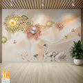 3D wallpaper with golden and silver pearls [WP-FVB-411]