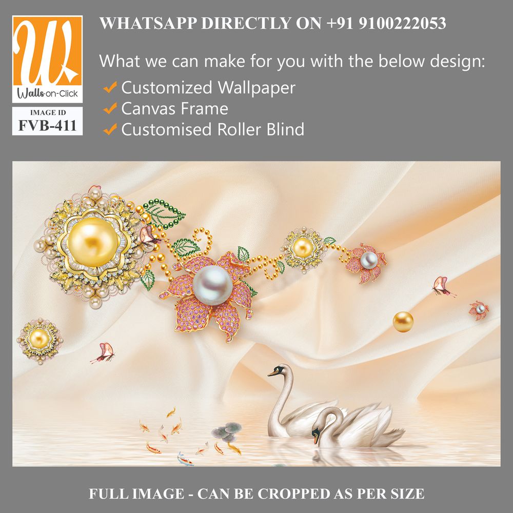 3D wallpaper with golden and silver pearls [WP-FVB-411]