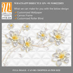 3D wallpaper featuring white flowers with pearls [WP-FVB-425]