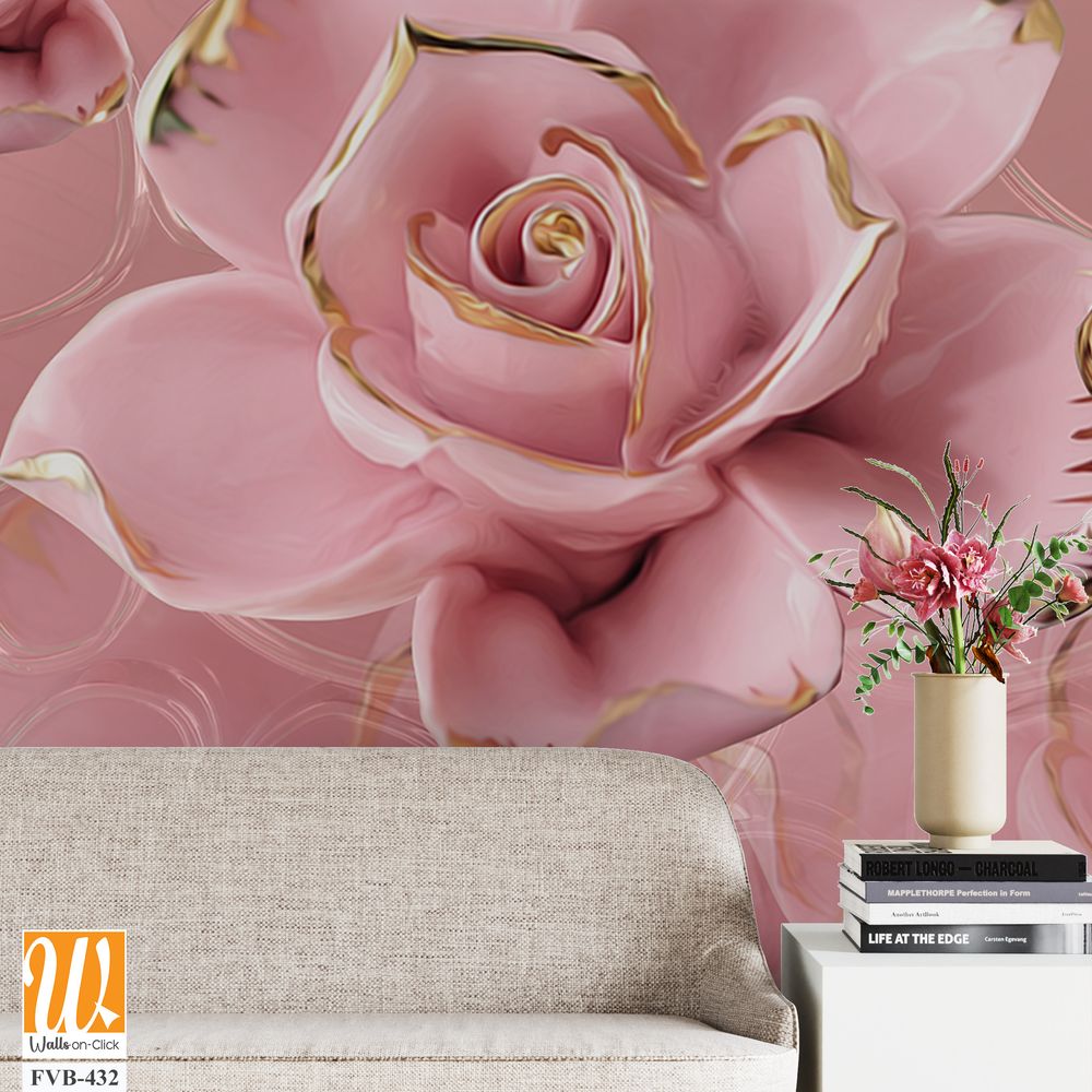 3D pink roses Wallpaper [WP-FVB-432]