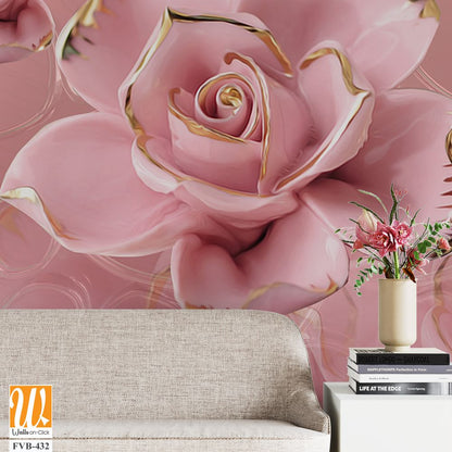 3D pink roses Wallpaper [WP-FVB-432]