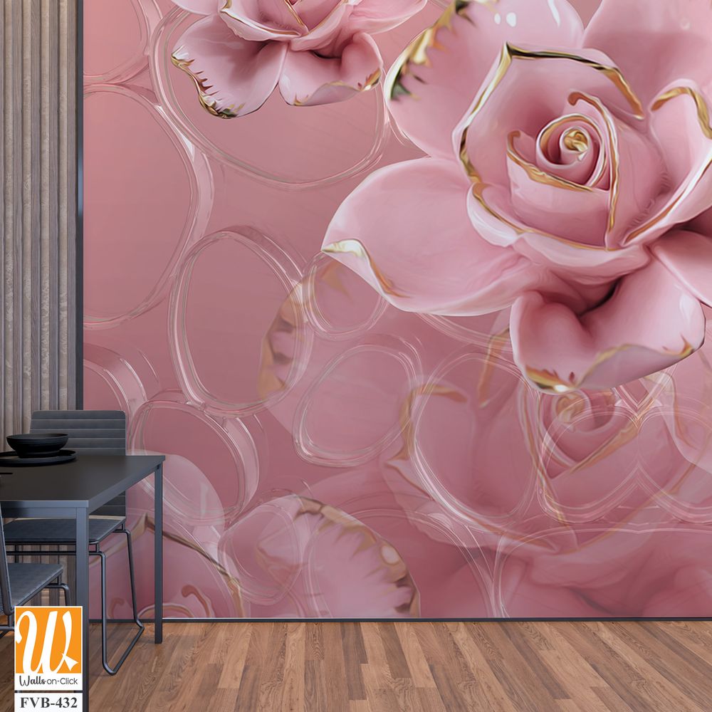 3D pink roses Wallpaper [WP-FVB-432]
