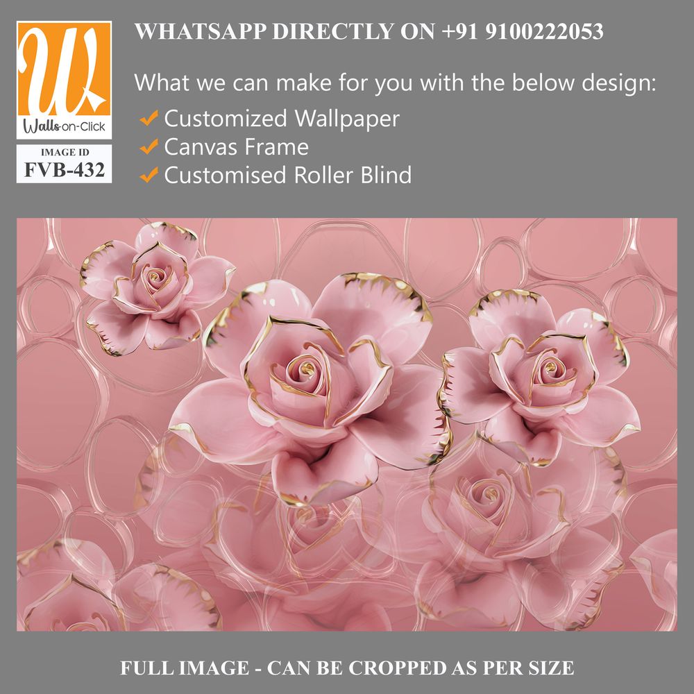 3D pink roses Wallpaper [WP-FVB-432]