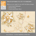 3D wallpaper with golden flowers and butterflies [WP-FVB-435]