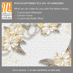 3D wallpaper of golden and silver flowers and gems [WP-FVB-441]