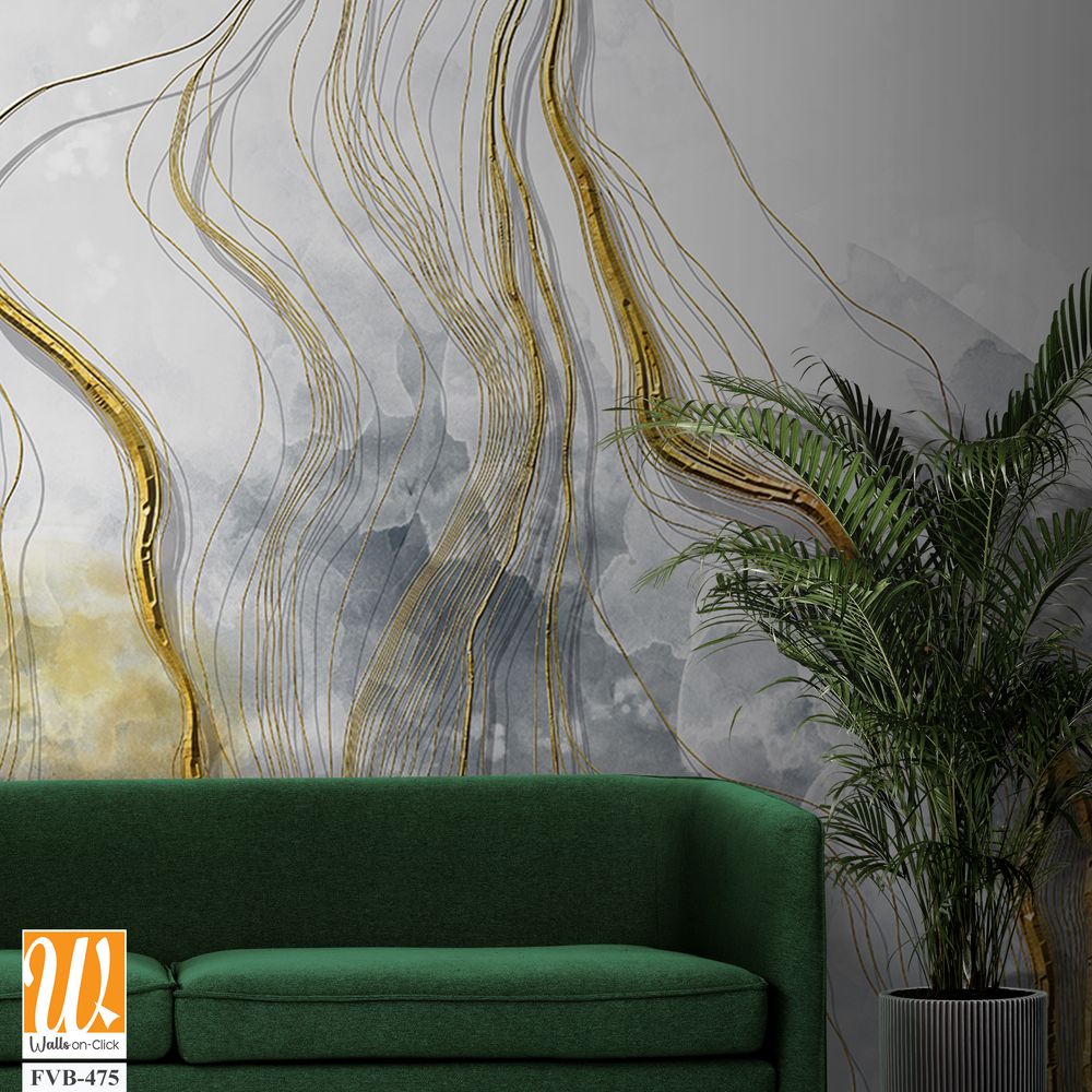 Abstract marble texture with golden lines Wallpaper [WP-FVB-475]
