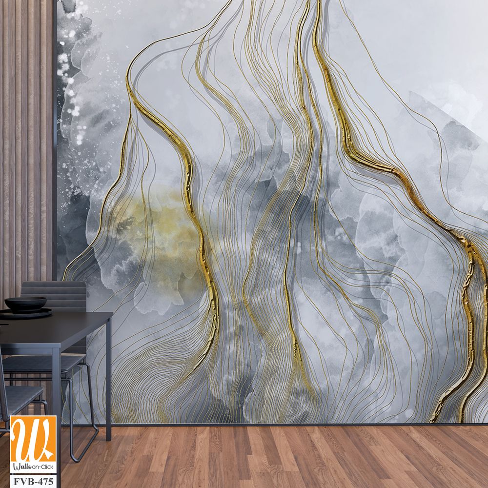 Abstract marble texture with golden lines Wallpaper [WP-FVB-475]