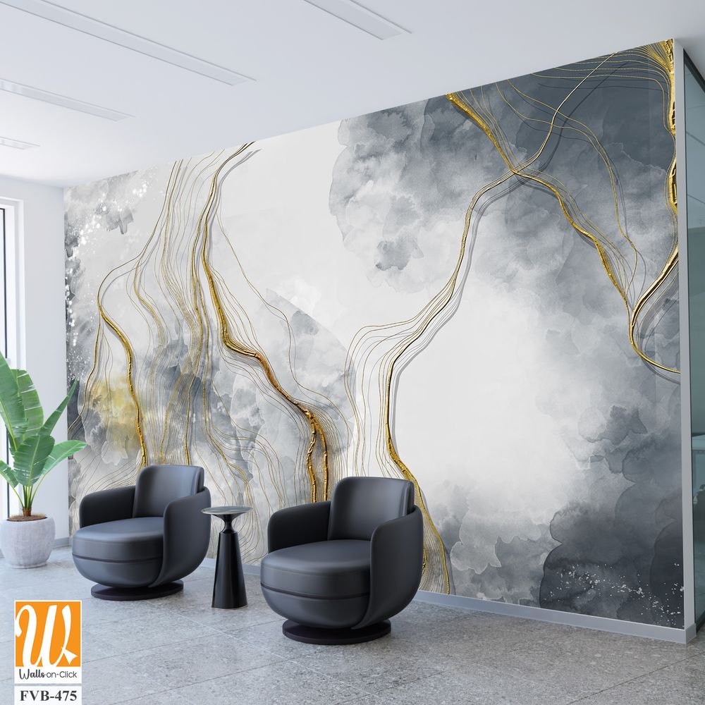 Abstract marble texture with golden lines Wallpaper [WP-FVB-475]