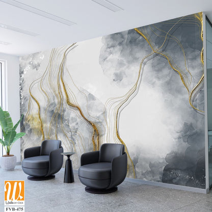 Abstract marble texture with golden lines Wallpaper [WP-FVB-475]