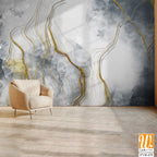 Abstract marble texture with golden lines Wallpaper [WP-FVB-475]