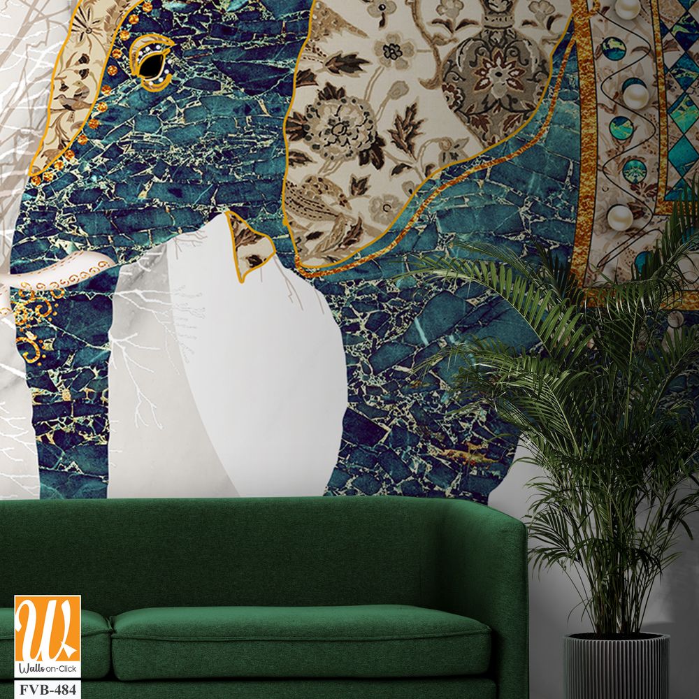 Beautiful elephant in patchwork art Wallpaper [WP-FVB-484]