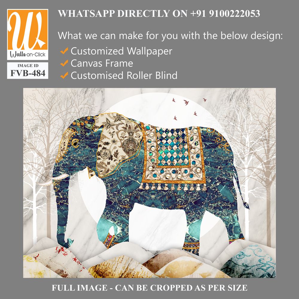 Beautiful elephant in patchwork art Wallpaper [WP-FVB-484]