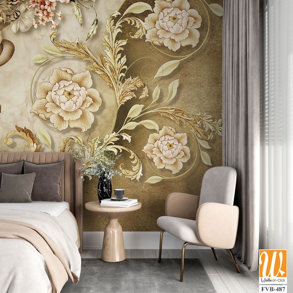 Vintage wall mural with an ornate vase Wallpaper [WP-FVB-487]