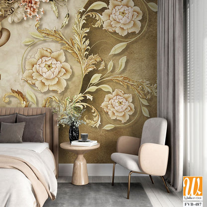 Vintage wall mural with an ornate vase Wallpaper [WP-FVB-487]