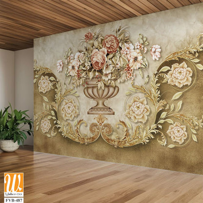 Vintage wall mural with an ornate vase Wallpaper [WP-FVB-487]