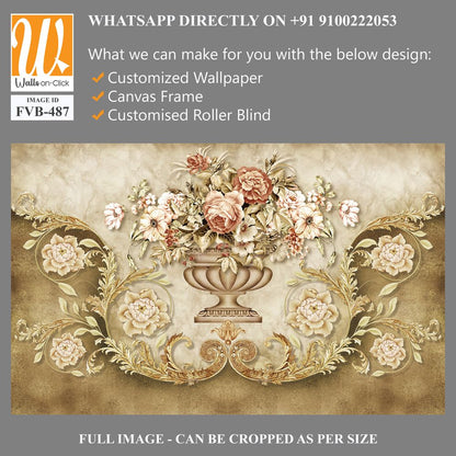 Vintage wall mural with an ornate vase Wallpaper [WP-FVB-487]