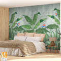 Birds of paradise among banana leaves Wallpaper [WP-FVC-071]