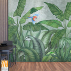 Birds of paradise among banana leaves Wallpaper [WP-FVC-071]