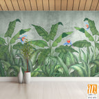 Birds of paradise among banana leaves Wallpaper [WP-FVC-071]