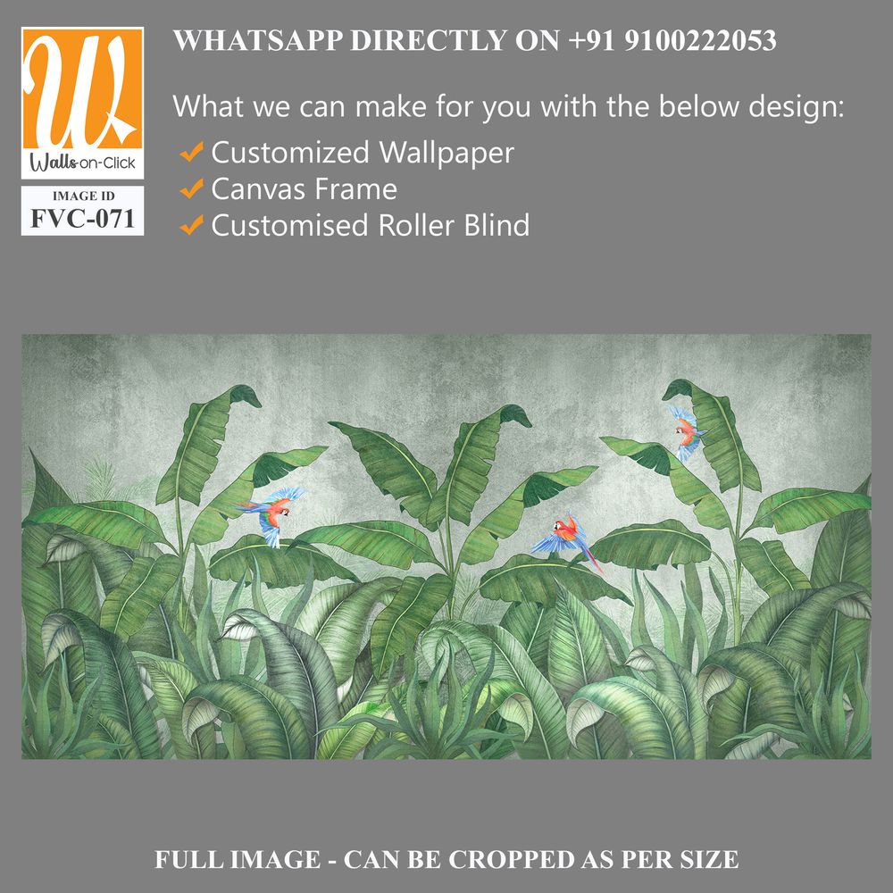Birds of paradise among banana leaves Wallpaper [WP-FVC-071]