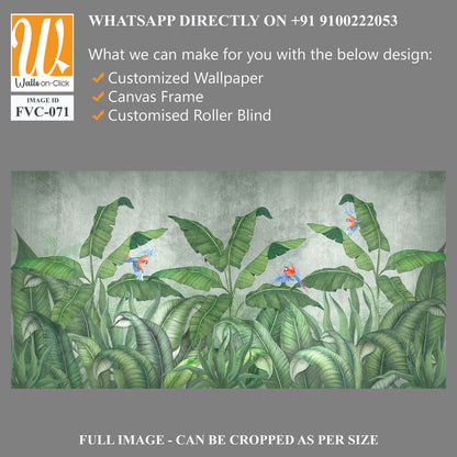 Birds of paradise among banana leaves Wallpaper [WP-FVC-071]