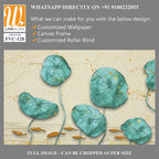 Watercolor painting of teal lotus leaves and goldfish Wallpaper [WP-FVC-128]