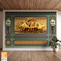 Golden decoration with 7 horses sculpture Wallpaper [WP-FVC-137]