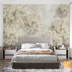 3D floral beige daisies with diamonds Wallpaper [WP-FVC-141]