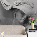 Wall murals A sculpture of a woman in a hat Wallpaper [WP-FVC-145]
