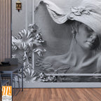 Wall murals A sculpture of a woman in a hat Wallpaper [WP-FVC-145]