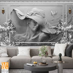 Wall murals A sculpture of a woman in a hat Wallpaper [WP-FVC-145]