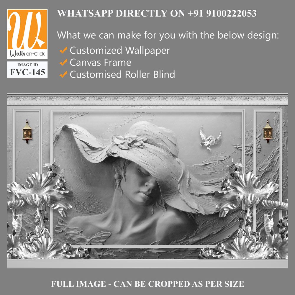 Wall murals A sculpture of a woman in a hat Wallpaper [WP-FVC-145]