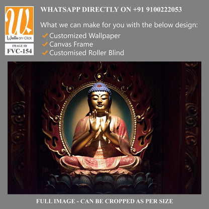Buddha statue in the centre of an oval frame Wallpaper [WP-FVC-154]