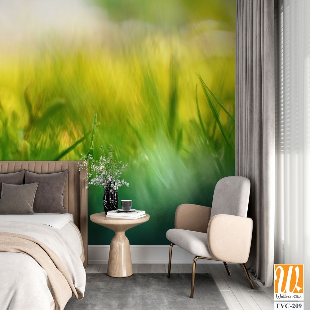 Beautiful spring meadow with daisies and grass, butterfly Wallpaper [WP-FVC-209]