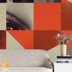 Abstract portrayal in grid of squares and circles Wallpaper [WP-FVC-212]