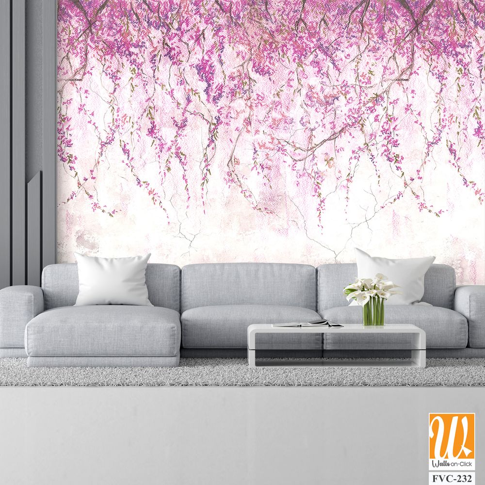 Wall mural with hanging wisteria Wallpaper [WP-FVC-232]
