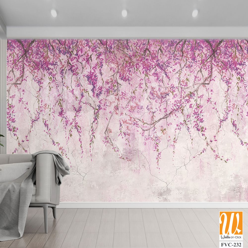 Wall mural with hanging wisteria Wallpaper [WP-FVC-232]