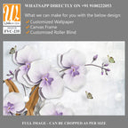 3D wallpaper of white orchid flowers with butterflies [WP-FVC-235]