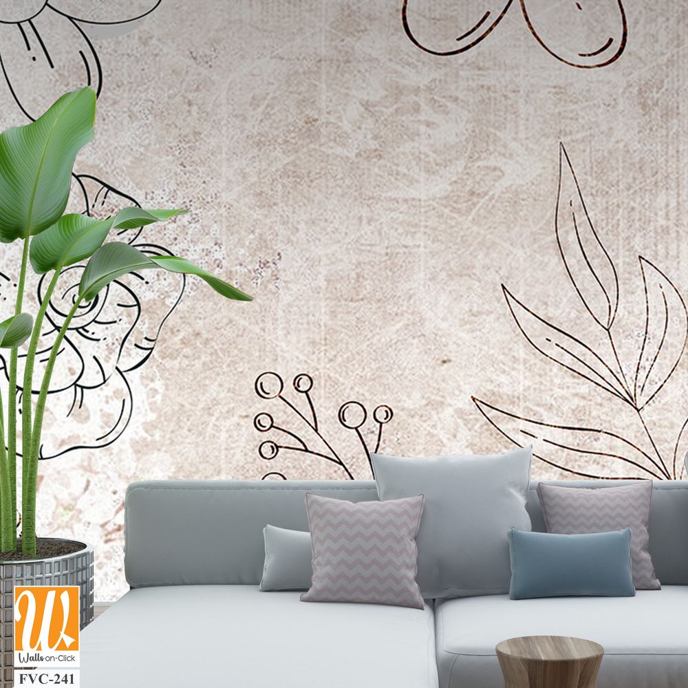 Floral doodles on grunge background [WP-FVC-241]