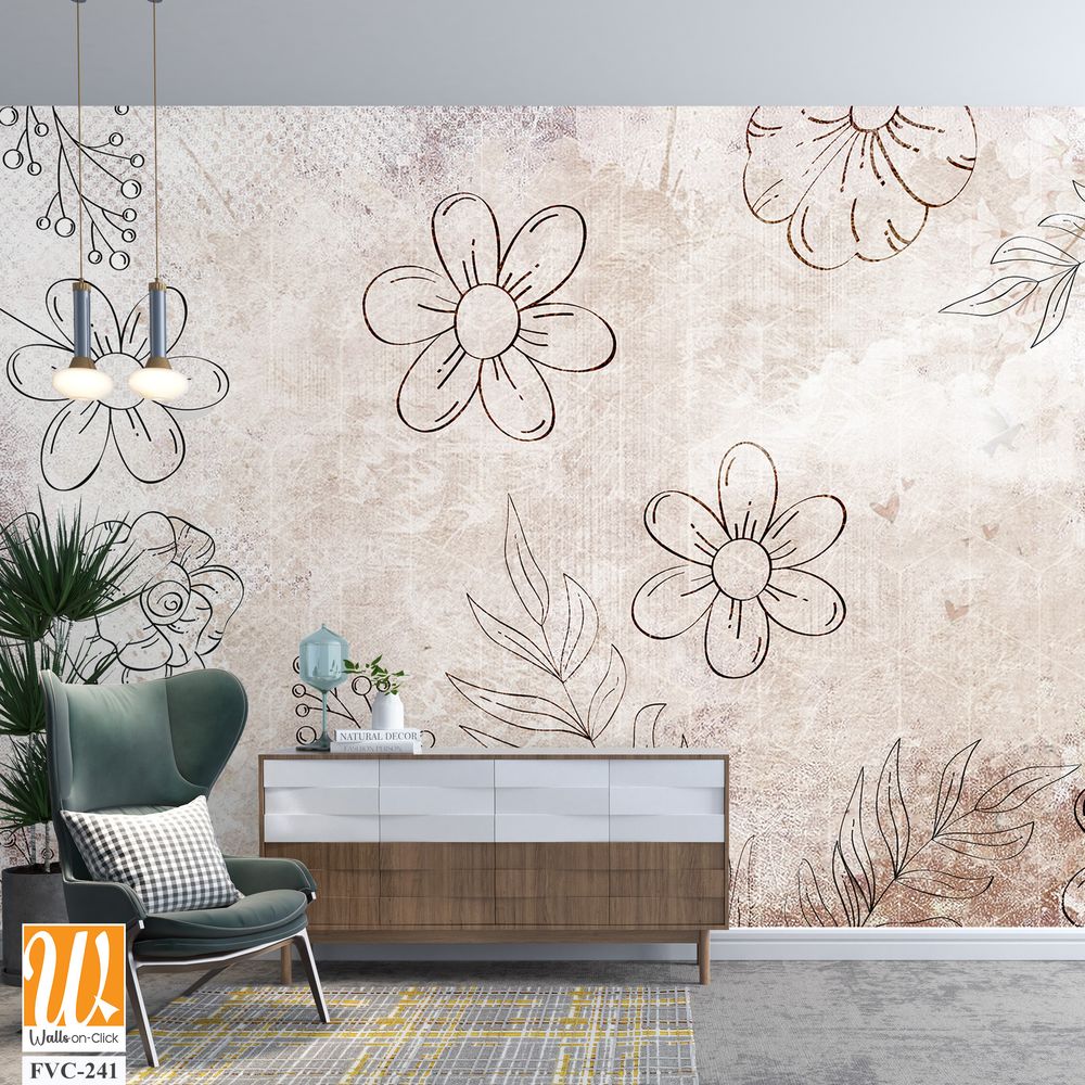 Floral doodles on grunge background [WP-FVC-241]