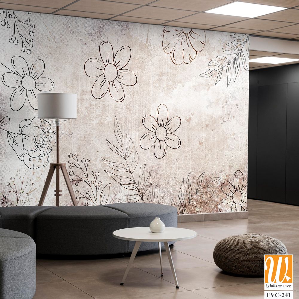 Floral doodles on grunge background [WP-FVC-241]