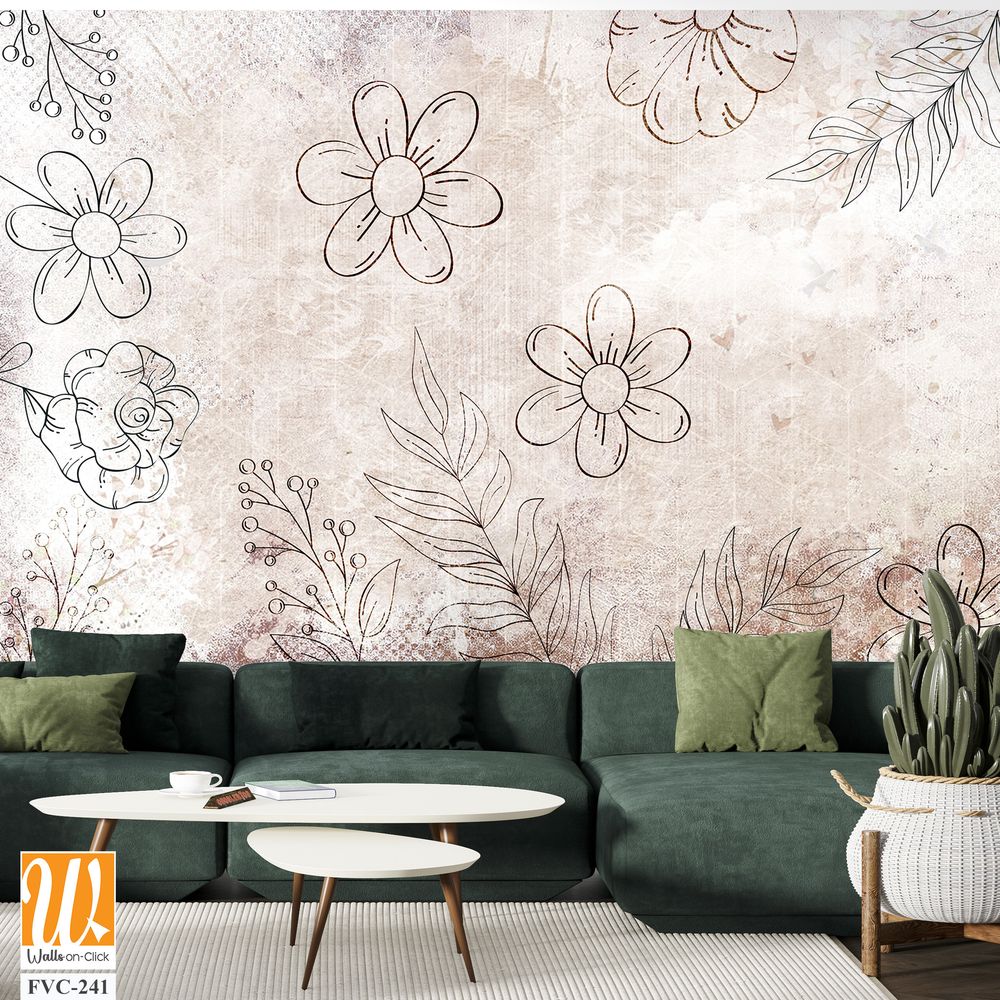 Floral doodles on grunge background [WP-FVC-241]