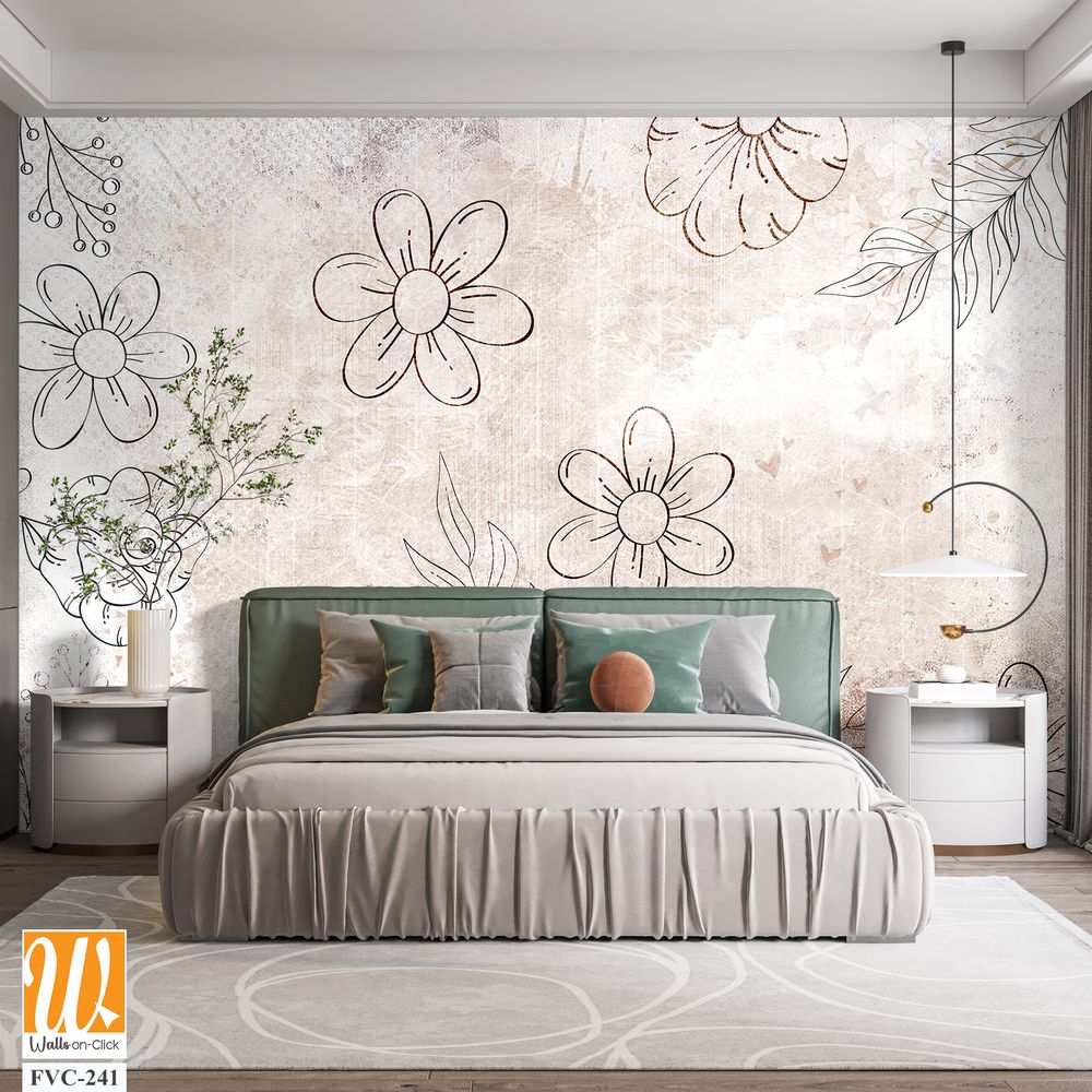 Floral doodles on grunge background [WP-FVC-241]