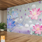 3D floral lotus, bubbles, and butterflies [WP-FVC-245]