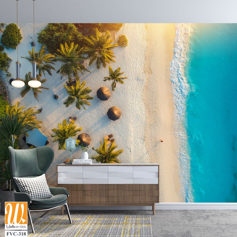 Beautiful aerial view of white sandy beach Wallpaper [WP-FVC-318]