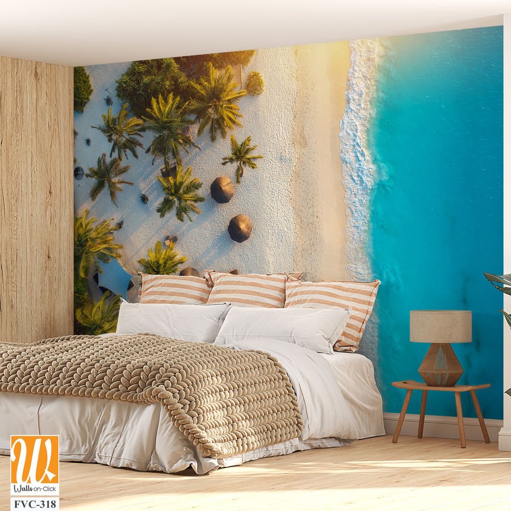 Beautiful aerial view of white sandy beach Wallpaper [WP-FVC-318]