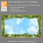 Bamboo frame with blue sky and green plants Wallpaper [WP-FVC-324]