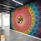 Om symbol surrounded by a mandala pattern Wallpaper [WP-FVC-349]